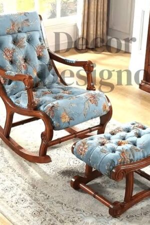 Vintage Tufted Wooden Rocking Chair